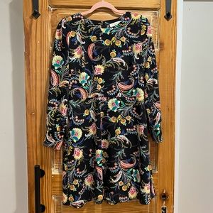 Floral long sleeved black dress
